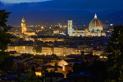 Santa Maria del Fiore by night in Florence