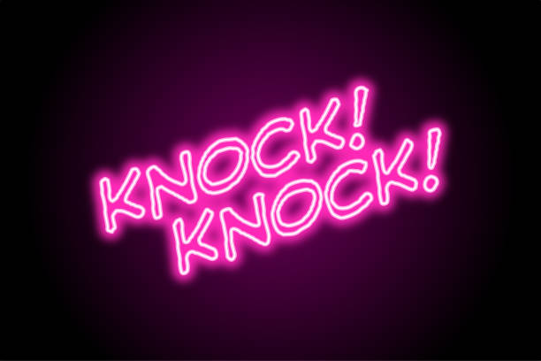 istock Neon glowing comic book hentai manga knock knock text sign 1459601070