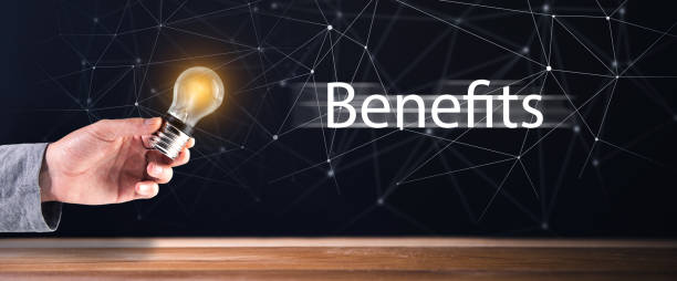 istock Benefits and light bulb in hand. 1459601090