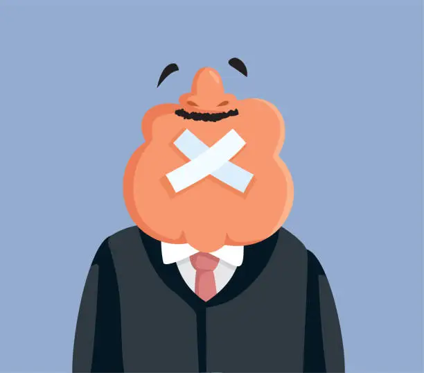 Vector illustration of Businessman Keeping Quiet About Company Secrets Vector Cartoon