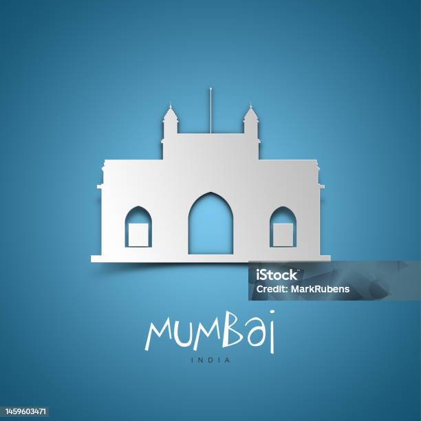 Mumbai India Blue Greeting Card Stock Photo - Download Image Now - Mumbai, India, Greeting Card