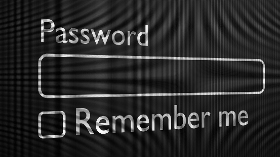 Entering password on computer. Green inscription and 8 digit parole. Internet security concept. \nCyber security.