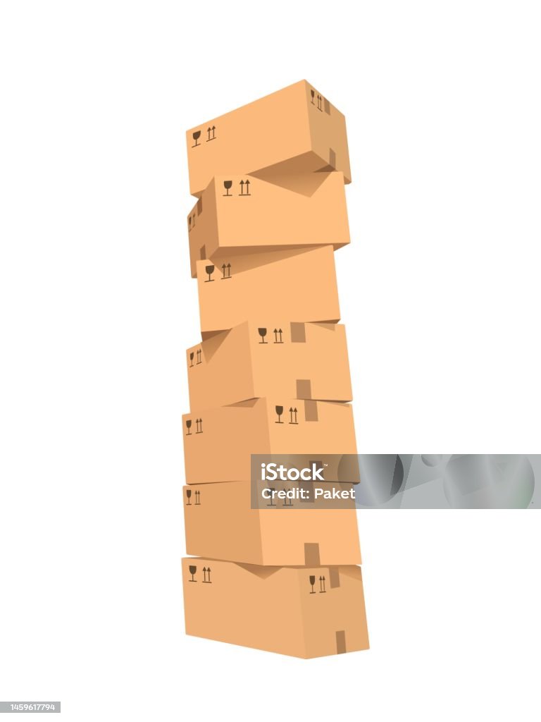 Cardboard Boxes Stack Stock Illustration - Download Image Now - Beige ...