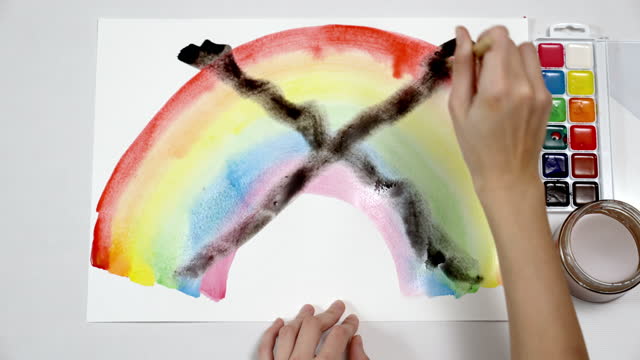 Anty LBGT Crossed Rainbow. Stop homophobia. Homophobic education in Russia.