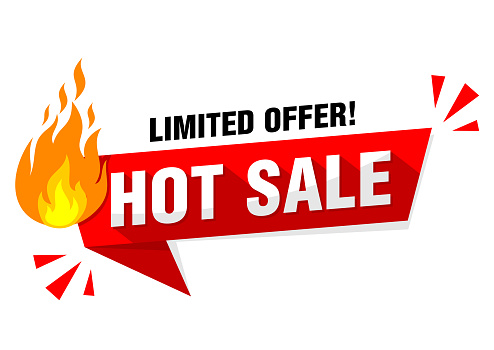 Hot sale price limited offer. Vector label template on transparent background