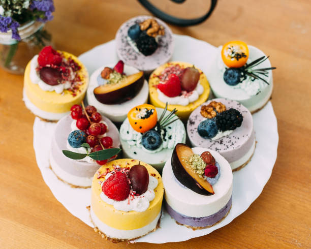 istock Delicious cakes with fresh fruits and berries. 1459630735