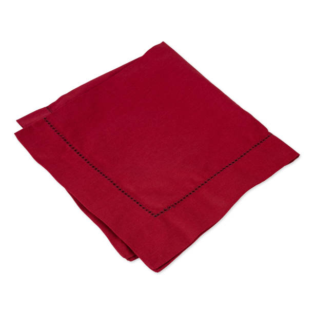 istock Folded wine red tissue napkin isolated over white background 1459633120