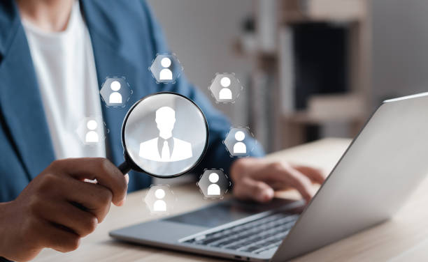 istock Human resource management (HR) concept. recruitment, leadership and teambuilding. Search and select candidates for jobs. Process of recruiting people to work for the organization 1459634940