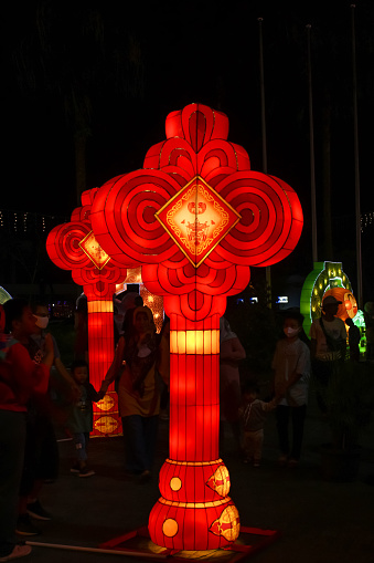 Tangerang, Indonesia - January 21, 2023 : the lantern festival at the 2023 Chinese New Year celebration in the city of Tangerang, Indonesia