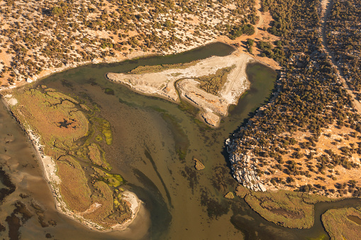 Natural swamp and river creek near bodrum milas airport at gulluk mugla turkey