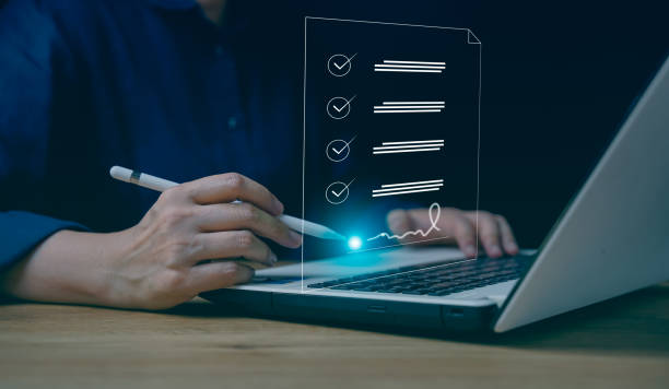 istock Online business contract Electronic signature, e-signing, digital document management, paperless office, signing business contract concept. 1459652532