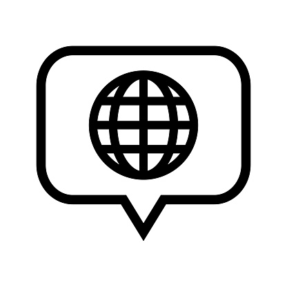 Language speech balloon icon. Editable vector.