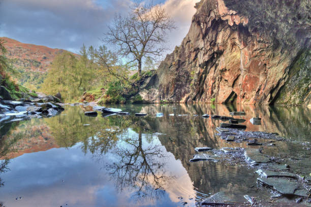 Rydal Cave Reflections stock photo