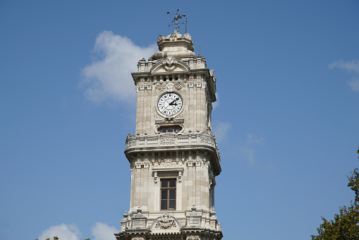 Dolmabahce Clock Tower in Istanbul City, Turkiye