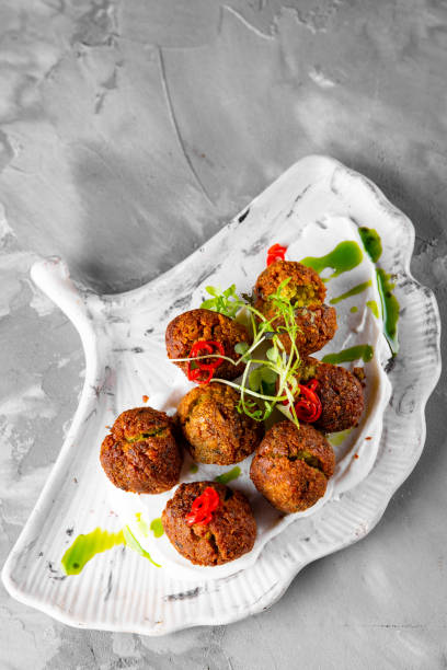 istock Plate of chickpeas falafel with sauce 1459676255