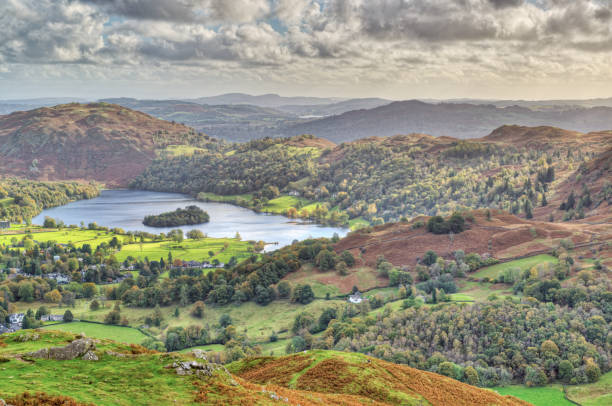Loughrigg Fell & Grasmere From Helm Crag stock photo