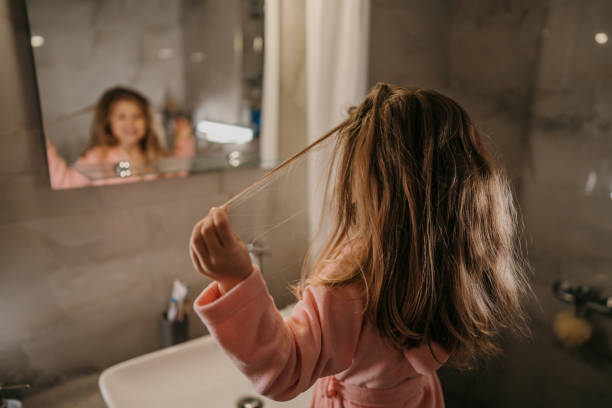 istock Small girl in bathroom 1459687685