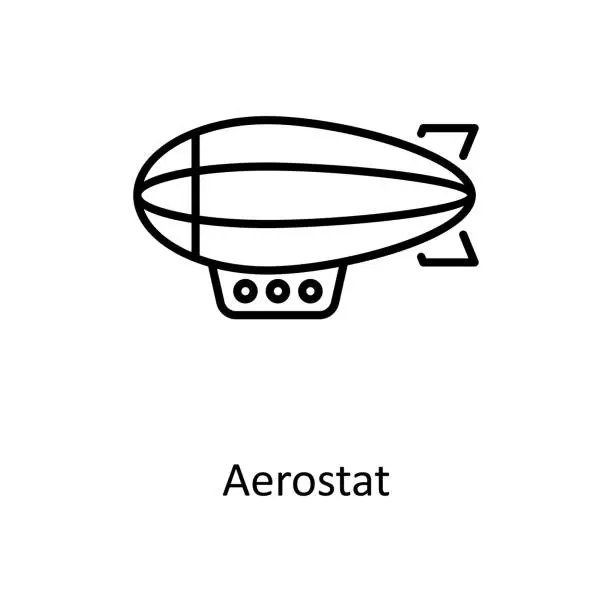 Vector illustration of Aerostat Vector Outline Icon Design illustration. Space Symbol on White background EPS 10 File