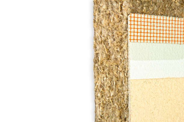 istock Thermal insulation coatings with hemp for building energy efficiency and reduce thermal losses - concept with work phases, layering of materials and copy space 1459714469