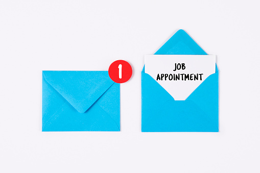 Job appointment envelope on white background