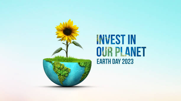 investir dans notre planète - concept de la journée mondiale de l’environnement - journée mondiale de la terre photos et images de collection