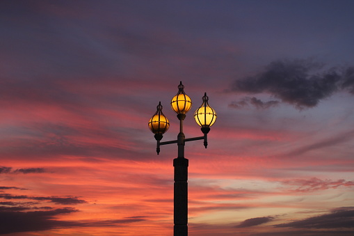 The Red Sea is also a magnificent sunset. Street light and impressive sunset.
