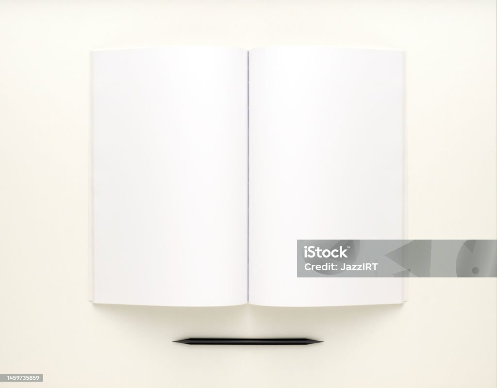 Open empty magazine or book Angle Stock Photo