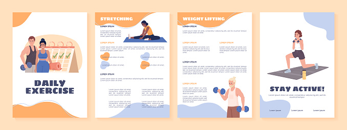 Example Exercise Brochure Daily Exercise Flat Vector Brochure Template Stock Illustration ...