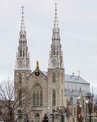 Notre-Dame Cathedral Basilica in downtown of Ottawa, Canada in winter