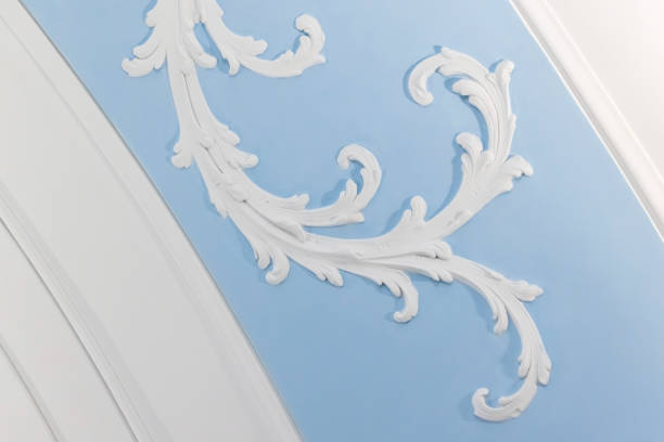 istock White gypsum bas-relief, wall design details in rococo style 1459748509