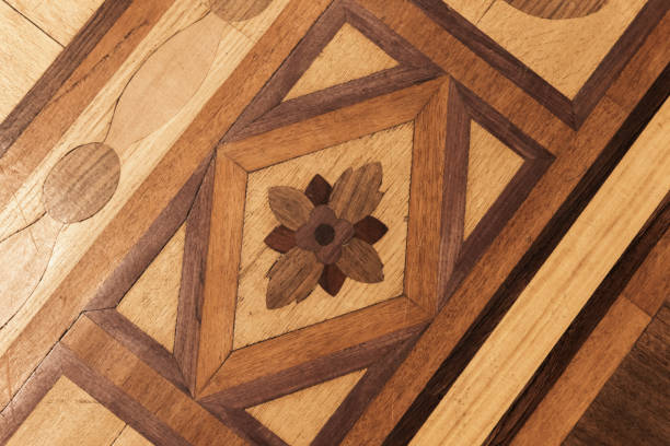 istock Shiny vintage parquet with geometric pattern. Background photo 1459748530