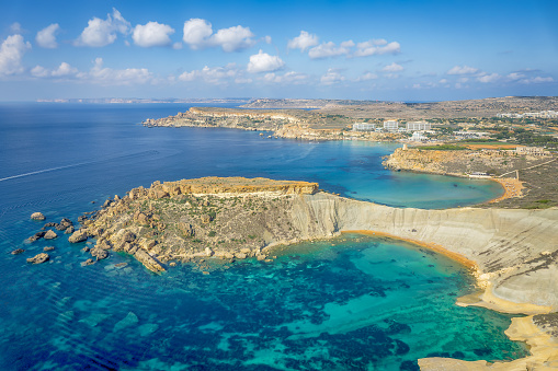 Landscape with  Golden bay beach, Malta