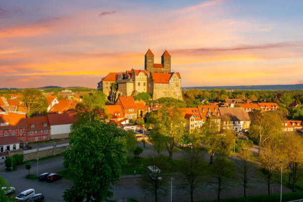 Quedlinburg old town at sunset, Germany