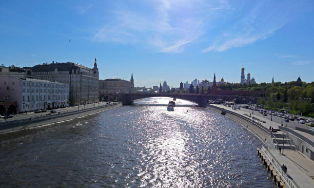 istock Panoramic view on Moscow river with Moscow Kremlin, Russia. 1459759164