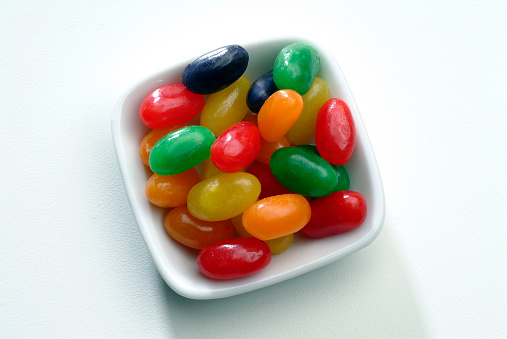 Jellybeans candies in assorted colors.