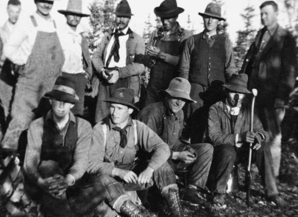 Buffalo Lake, Alberta, Canada - 1915. Group portrait of an expedition team at Buffalo Lake in Alberta, Canada.