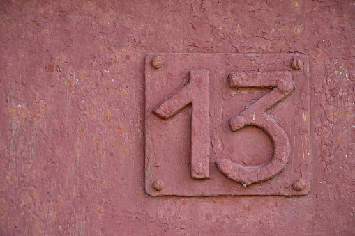 number thirteen on the door of an old house door, 13, number 13, background
