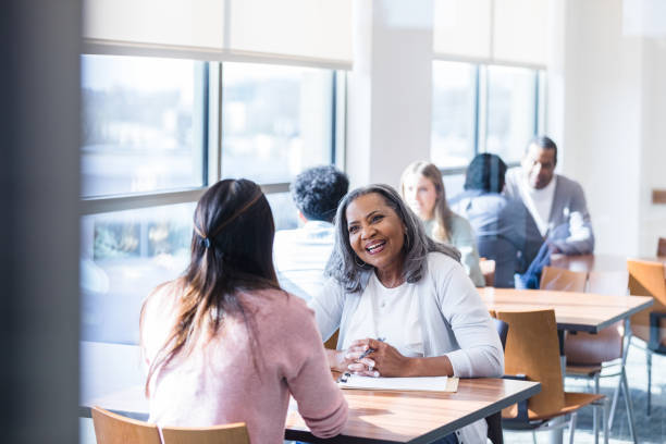 istock Two women meet and talk 1459782849