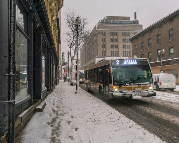 istock Hamilton, Ontario - City Transit Bus driving through Snowstorm 1459787251