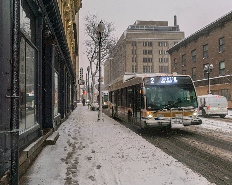 Hamilton, Ontario - City Transit Bus driving through Snowstorm