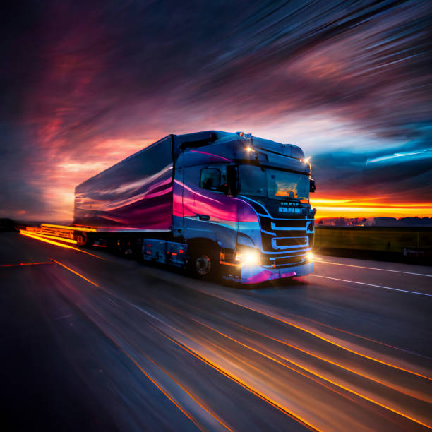 грузовик на автомагистрали в движении - top of europe стоковые фото и изображения