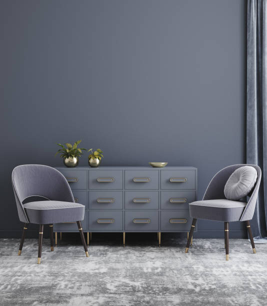 simple modern interior background with minimal furniture, wall mockup - 3629 imagens e fotografias de stock