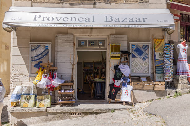 Gordes, Vaucluse, Provence-Alpes-Cote d'Azur, France. July 7, 2022. A small clothing store in Provence.
