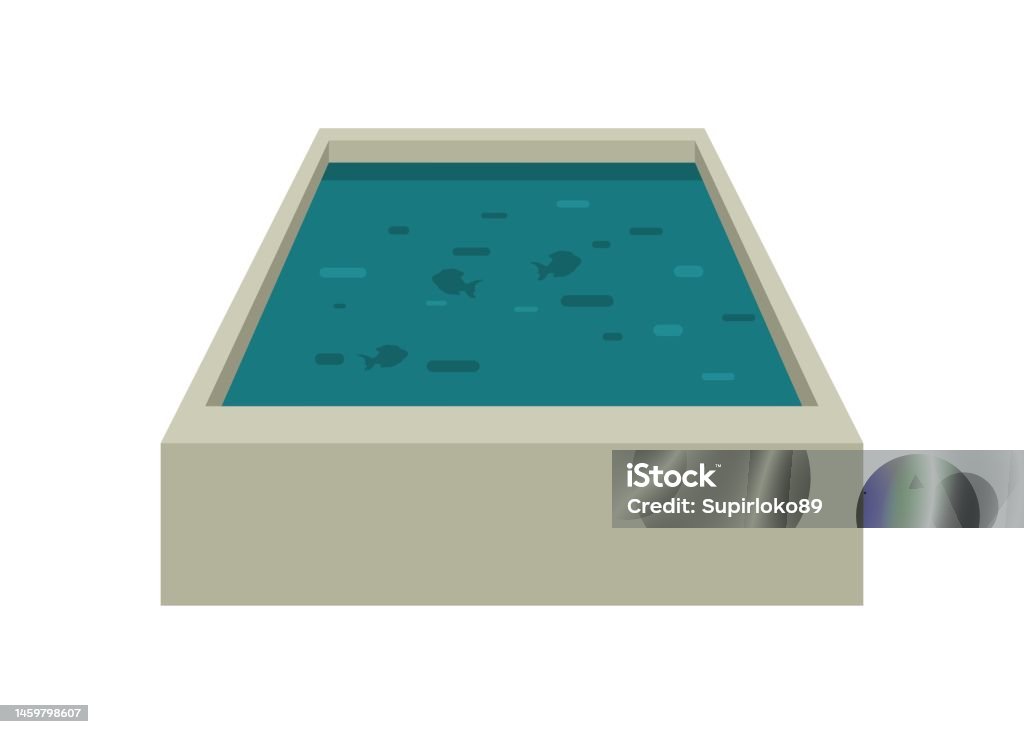 Concrete Fish Pool Simple Flat Illustration Stock Illustration ...