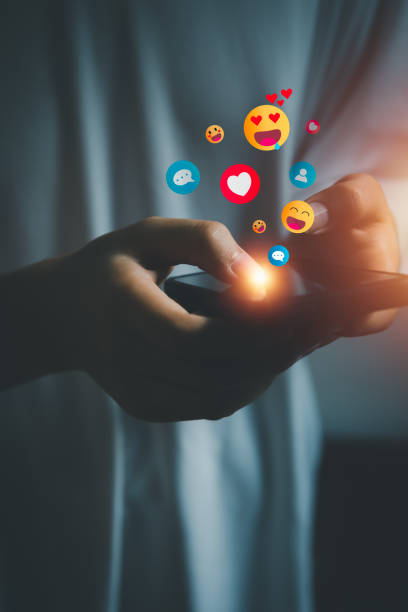 istock Social media and digital online concept, using smartphone and show technology icon, working from home concept, living on vacation and playing social media. 1459808063
