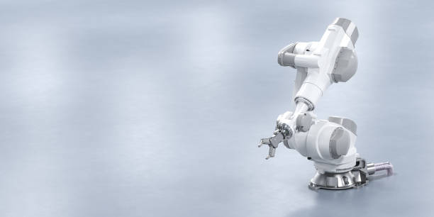 istock Robot in a brighly lit but otherwise empty factory building. 1459808430