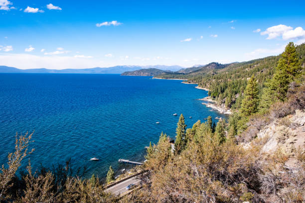 View North from Top of Cave Rock - Lake Tahoe stock photo