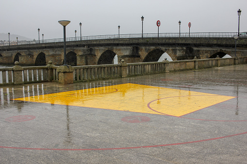 rainy day and a bridge in Viveiro, Galicia, Spain