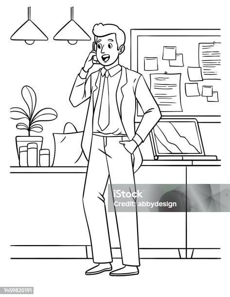Coloring Pages Simple Manager Entrepreneur Coloring Page For Kids Stock Illustration - Download Image ...