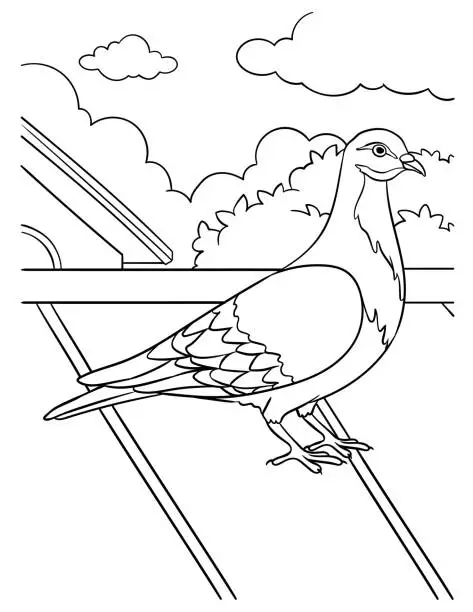 Vector illustration of Pigeon Coloring Page for Kids